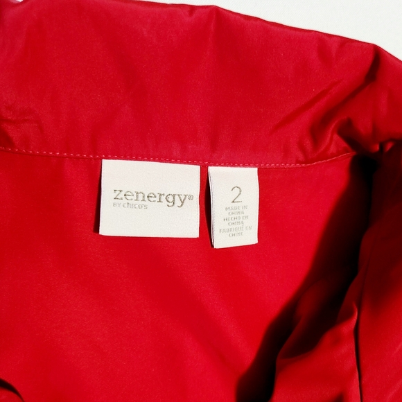 Zenergy by Chico's Size 2 (Large) Red/Black Windbreaker Jacket Faux Leather - Picture 3 of 8